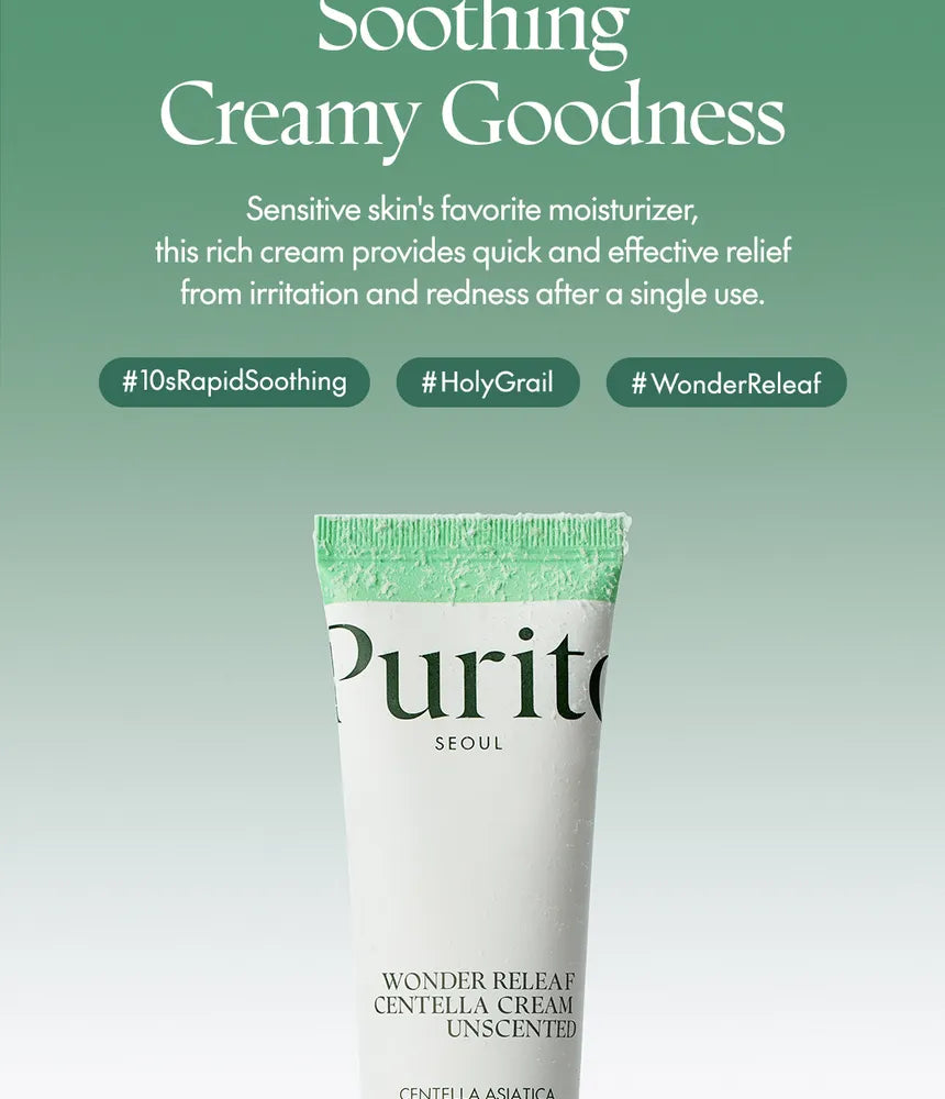 Purito Wonder Releaf Centella Cream Unscented - Soothing & Hydrating Cream (50ml)